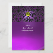 DAMASK GEM STONE MONOGRAMM lila Einladung (Rückseite)