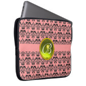 DAMASK GEM STONE MONOGRAMM, rosa, schwarz Laptopschutzhülle (Vorne Rechts)