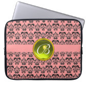 DAMASK GEM STONE MONOGRAMM, rosa, schwarz Laptopschutzhülle (Vorderseite)