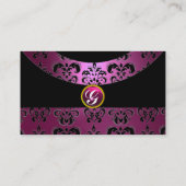 DAMASK GEM STONE MONOGRAMM rosa Visitenkarte (Rückseite)