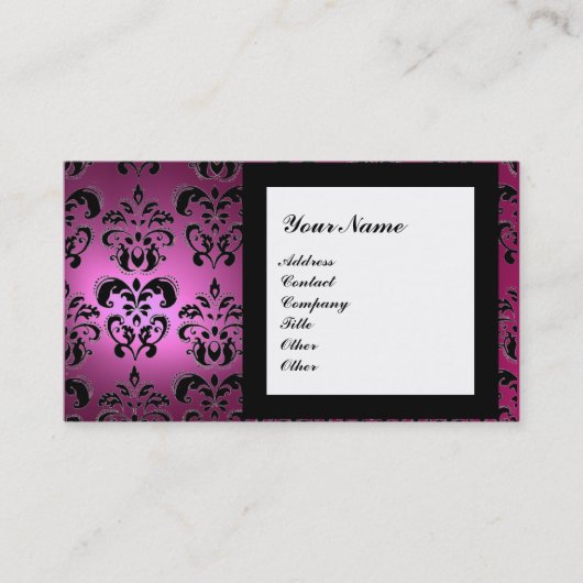 DAMASK GEM STONE MONOGRAMM rosa Visitenkarte (Vorderseite)
