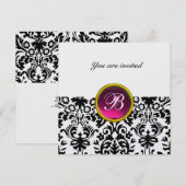 DAMASK GEM STONE MONOGRAMM Rupiter Einladung (Vorne/Hinten)