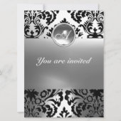 DAMASK GEM STONE MONOGRAMM weiß Einladung (Vorderseite)
