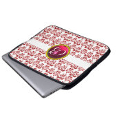 DAMASK GEM STONE MONOGRAMM, weißer roter Fuchsie Laptopschutzhülle (Vorne Knopf)