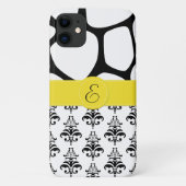 Damask, Giraffe, Schwarzweiß, Monogramm Case-Mate iPhone Hülle (Rückseite)