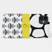 Damask, Giraffe, Schwarzweiß, Monogramm Case-Mate iPhone Hülle (Rückseite (Horizontal))