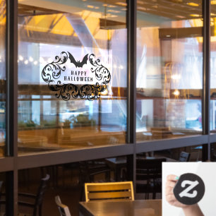 Damask Glam Bat Happy Halloween Fensteraufkleber