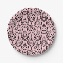 Damask Glam Black Cat | Halloween Paper Plate