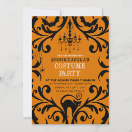 Damask Glam Halloween Party Einladung