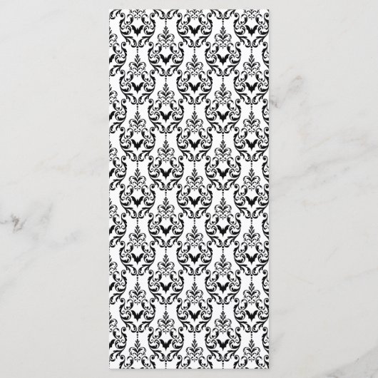 Damask Glam Halloween Party Menükarte (Rückseite)