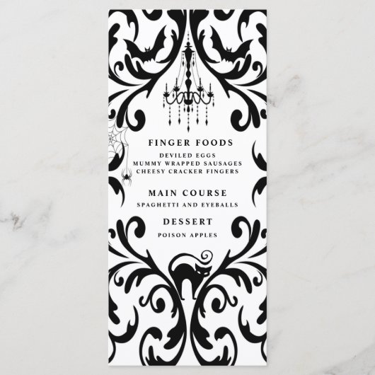 Damask Glam Halloween Party Menükarte (Vorderseite)
