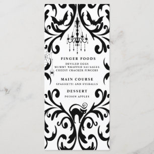 Damask Glam Halloween Party Menükarte