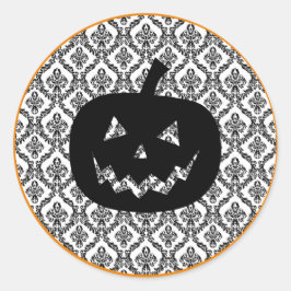 Damask Glam Halloween Pumpkin Runder Aufkleber