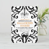 Damask Glam Halloween Soiree Einladung (Stehend Vorderseite)