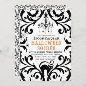 Damask Glam Halloween Soiree Einladung (Vorne/Hinten)