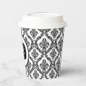 Damask Glam Monogram Halloween Pumpkin Pappbecher (Links)