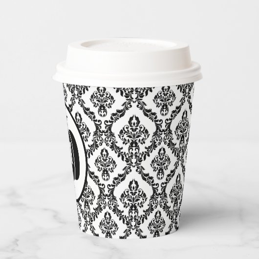 Damask Glam Monogram Halloween Pumpkin Pappbecher (Links)
