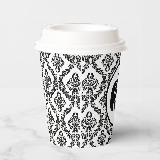 Damask Glam Monogram Halloween Pumpkin Pappbecher (Rechts)