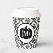 Damask Glam Monogram Halloween Pumpkin Pappbecher (Vorderseite)
