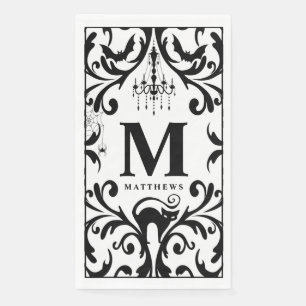 Damask Glam Monogram Halloween Serviette