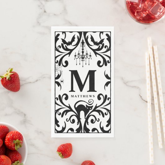 Damask Glam Monogram Halloween Serviette (Beispiel)