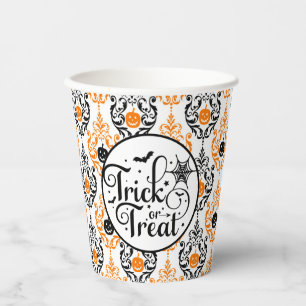 Damask Glam Pumpkin Trick oder Trete Pappbecher