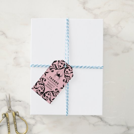 Damask Glam Spider | Danke Brautparty Geschenkanhänger (Mit Garn)