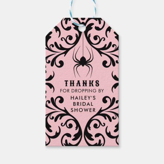 Damask Glam Spider | Danke Brautparty Geschenkanhänger (Vorderseite)