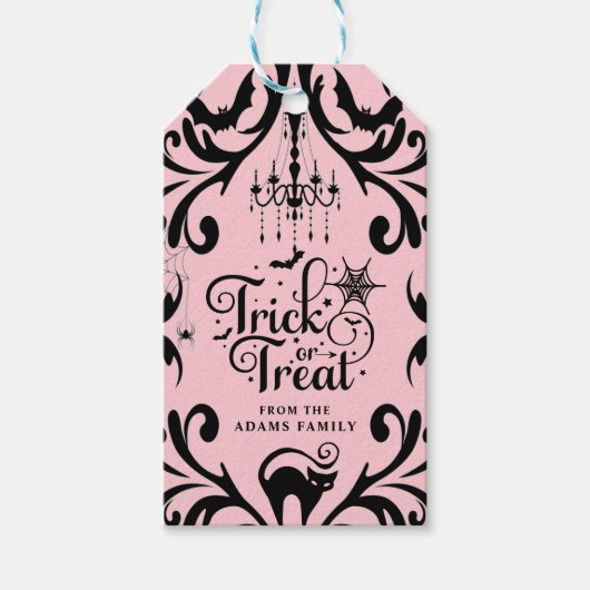 Damask Glam Trick oder Treat Halloween Geschenkanhänger (Vorderseite)