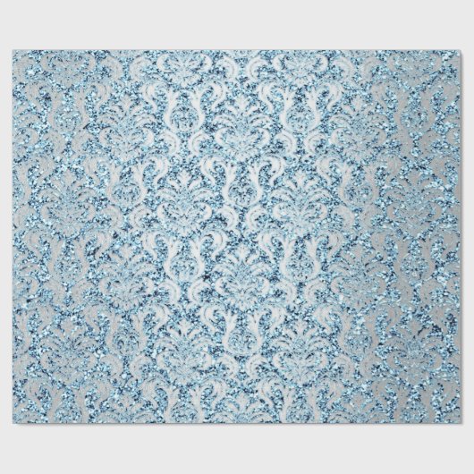 Damask Glitzer Blue Silver Gray Royal Hütte Lux Geschenkpapier (Flach)