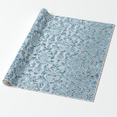 Damask Glitzer Blue Silver Gray Royal Hütte Lux Geschenkpapier (Ungerollt)