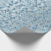 Damask Glitzer Blue Silver Gray Royal Hütte Lux Geschenkpapier (Ecke)
