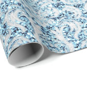 Damask Glitzer Blue Silver Gray Royal Hütte Lux Geschenkpapier (Rolleneckpunkt)