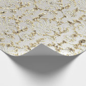 Damask Glitzer Imitate Gold Gray Silver Royal Geschenkpapier (Ecke)