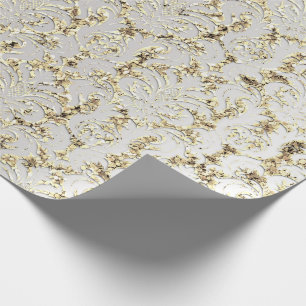 Damask Glitzer Imitate Gold Gray Silver Royal Geschenkpapier
