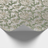 Damask Glitzer Mint Silver Gray Royal Hütte Geschenkpapier (Ecke)