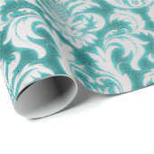 Damask Glitzer Mint Silver Gray Royal Velvet Geschenkpapier (Rolleneckpunkt)