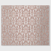 Damask Glitzer Rose Gold White Royal Hütte Geschenkpapier (Flach)