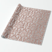 Damask Glitzer Rose Gold White Royal Hütte Geschenkpapier (Ungerollt)