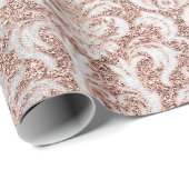 Damask Glitzer Rose Gold White Royal Hütte Geschenkpapier (Rolleneckpunkt)