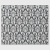 Damask Glitzer Schwarz-weiß Elegante Royal Geschenkpapier (Flach)