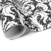 Damask Glitzer Schwarz-weiß Elegante Royal Geschenkpapier (Rolleneckpunkt)