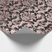 Damask Glitzer Schwarze Rose Geschenkpapier (Ecke)