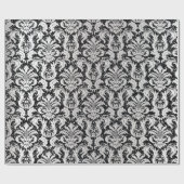 Damask Glitzer Silver Gray Black Royal Metallic Geschenkpapier (Flach)
