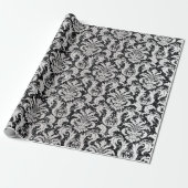 Damask Glitzer Silver Gray Black Royal Metallic Geschenkpapier (Ungerollt)