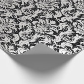 Damask Glitzer Silver Gray Black Royal Metallic Geschenkpapier (Ecke)
