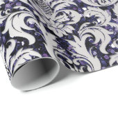 Damask Glitzer Silver Gray Royal Blue Navy Geschenkpapier (Rolleneckpunkt)