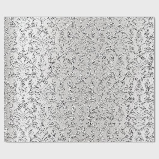 Damask Glitzer Silver Gray Royal Metallic Bridal Geschenkpapier (Flach)