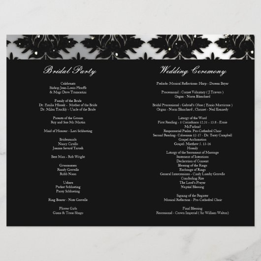 Damask Glitzer Silver Wedding Anniversary Program (Rückseite)