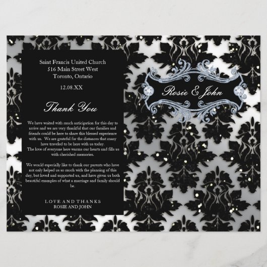 Damask Glitzer Silver Wedding Anniversary Program (Vorderseite)